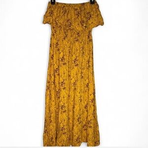 Yidarton Yellow Floral Off-Shoulder Dress